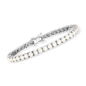 4mm Cultured Pearl Tennis Bracelet in Sterling Silver