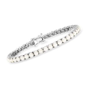 4mm Cultured Pearl Tennis Bracelet in Sterling Silver