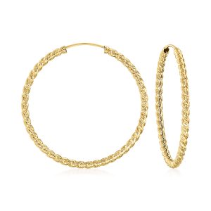 Italian 14kt Yellow Gold Twisted Hoop Earrings. 7/8"