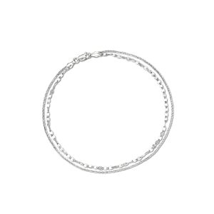 Italian Sterling Silver Dual-Chain Draped Anklet. 10"