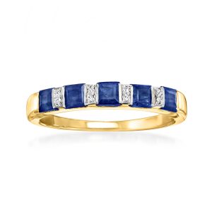 1.30 ct. t.w. Sapphire Ring with Diamonds in 18kt Gold Over Sterling