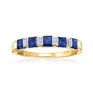 1.30 ct. t.w. Sapphire Ring with Diamonds in 18kt Gold Over Sterling