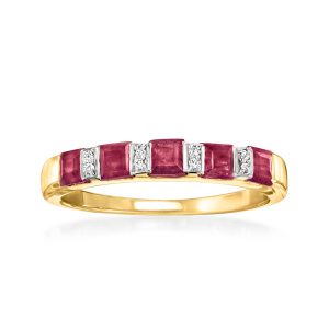 1.20 ct. t.w. Ruby Ring with Diamonds in 18kt Gold Over Sterling