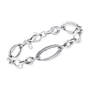 Italian Sterling Silver Interlocking Oval-Link Bracelet