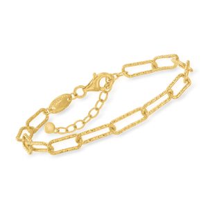 Charles Garnier 18kt Gold Over Sterling Paper Clip Link Bracelet. 7"