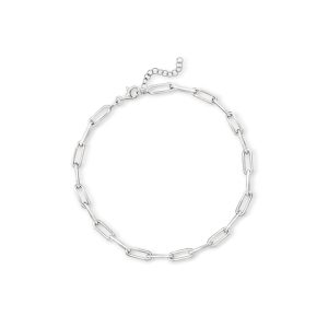 Sterling Silver Paper Clip Link Anklet. 9"