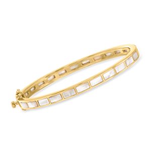 Mother-of-Pearl Bangle Bracelet in 18kt Gold Over Sterling
