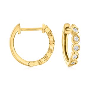 .15 ct. t.w. Bezel-Set Diamond Huggie Hoop Earrings in 14kt Yellow Gold. 3/8"