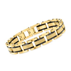 Men's 18kt Gold-Plated Stainless Steel Link Bracelet. 8.5"
