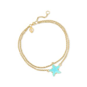 Italian Tagliamonte Light Blue Venetian Glass Starfish Anklet in 18kt Gold Over Sterling. 9"