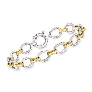 Two-Tone Sterling Silver Oval-Link Bracelet