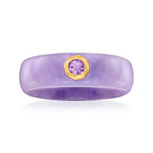 Lavender Jade and .20 Carat Amethyst Ring with 14kt Gold