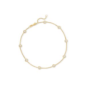 1.00 ct. t.w. Diamond Station Anklet in 14kt Yellow Gold. 9"
