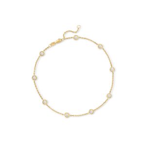 1.00 ct. t.w. Diamond Station Anklet in 14kt Yellow Gold. 9"