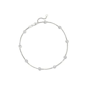 1.00 ct. t.w. Diamond Station Anklet in 14kt White Gold. 9"