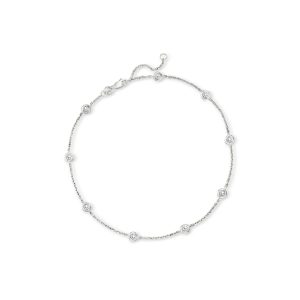 .50 ct. t.w. Diamond Station Anklet in 14kt White Gold. 9"