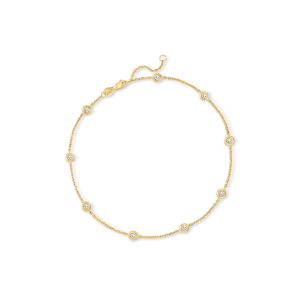 .50 ct. t.w. Diamond Station Anklet in 14kt Yellow Gold. 9"