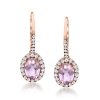 3.40 ct. t.w. Kunzite Drop Earrings with .71 ct. t.w. Diamonds in 14kt Rose Gold