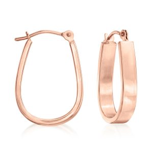 14kt Rose Gold Wide Oval Hoop Earrings. 3/4"