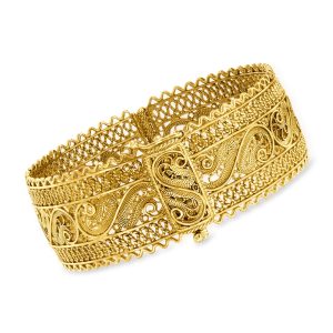 18kt Gold Over Sterling Wide Filigree Bangle Bracelet