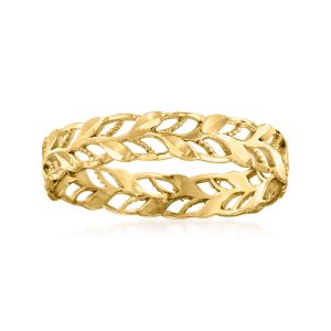 Italian 14kt Yellow Gold Openwork Leaf Ring