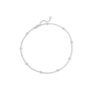 .50 ct. t.w. Diamond Station Anklet in Sterling Silver. 9"