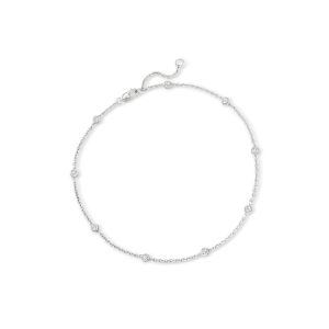 .50 ct. t.w. Diamond Station Anklet in Sterling Silver. 9"