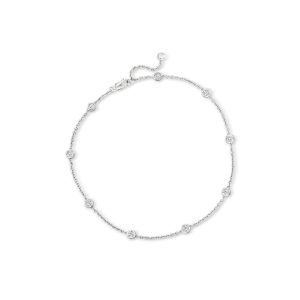 1.00 ct. t.w. Diamond Station Anklet in Sterling Silver. 9"