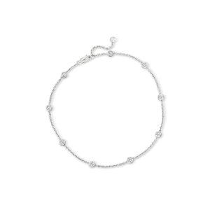 1.00 ct. t.w. Diamond Station Anklet in Sterling Silver. 9"