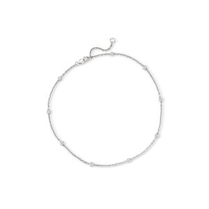 .25 ct. t.w. Diamond Station Anklet in Sterling Silver. 9"