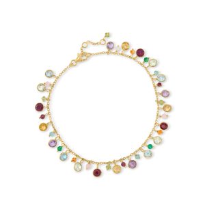 13.50 ct. t.w. Multi-Gemstone Drop Anklet in 18kt Gold Over Sterling. 9"