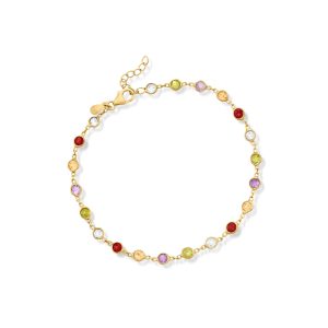 5.70 ct. t.w. Multi-Gemstone Anklet in 18kt Gold Over Sterling. 9"