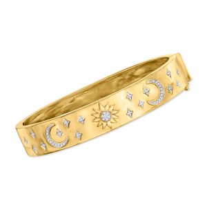 .15 ct. t.w. Diamond Celestial Bangle Bracelet in 18kt Gold Over Sterling