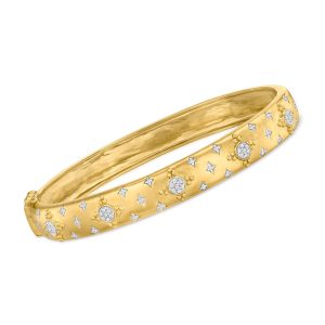 .20 ct. t.w. Diamond Cluster Bangle Bracelet in 18kt Gold Over Sterling