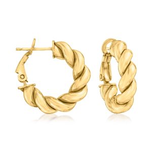 Italian 18kt Gold Over Sterling Twisted Huggie Hoop Earrings. 3/4"