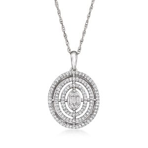 .40 ct. t.w. Diamond Oval Cluster Pendant Necklace in Sterling Silver. 18"