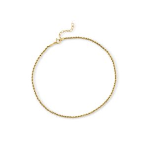 Italian 1.6mm 14kt Yellow Gold Rope-Chain Anklet. 9"