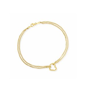 10kt Yellow Gold Heart Station Anklet. 10"