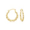 10kt Yellow Gold Bamboo-Style Hoop Earrings. 3/4"