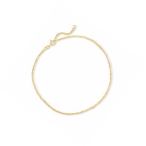 1.5mm 10kt Yellow Gold Singapore-Chain Anklet. 9"
