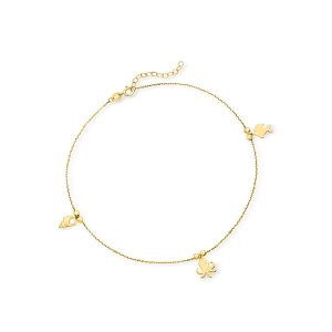 Italian 14kt Yellow Gold Sea Life Charm Anklet. 9"