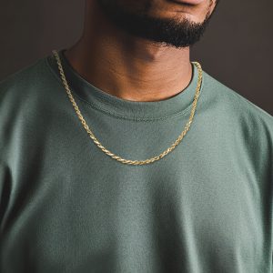 Men's 4mm 10kt Yellow Gold Rope-Chain Necklace. 22"