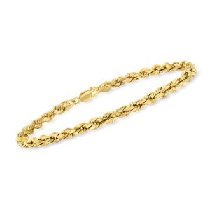Men's 4mm 10kt Yellow Gold Rope-Chain Bracelet. 8"