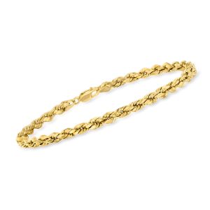 Men's 4mm 10kt Yellow Gold Rope-Chain Bracelet. 8"