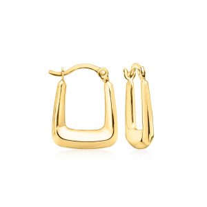 10kt Yellow Gold Squared Huggie Hoop Earrings. 5/8"
