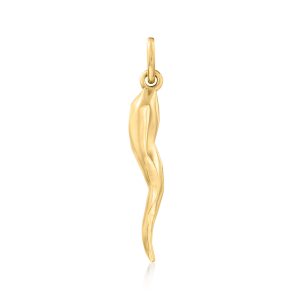 Gabriel Designs Men's 14kt Yellow Gold Italian Horn Pendant