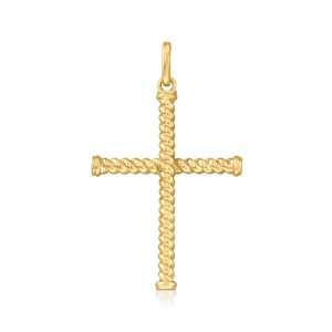 Gabriel Designs Men's 14kt Yellow Gold Twisted Cross Pendant