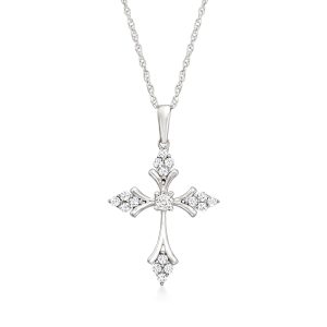 .15 ct. t.w. Diamond Cross Pendant Necklace in 14kt White Gold