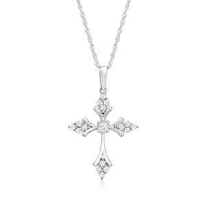 .15 ct. t.w. Diamond Cross Pendant Necklace in 14kt White Gold