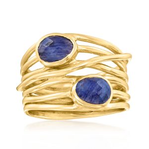 1.40 ct. t.w. Sapphire Highway Ring in 18kt Gold Over Sterling